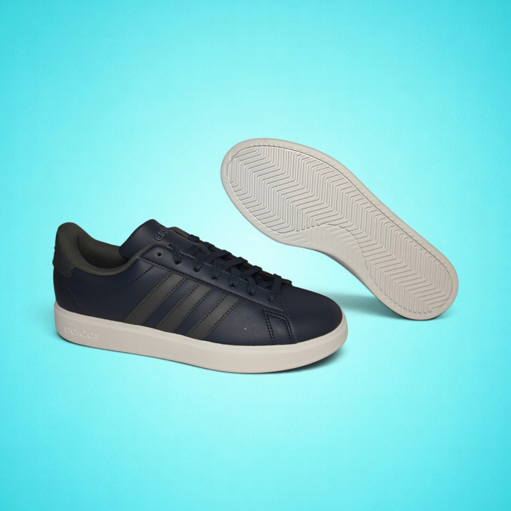 New Adidas Grand Court 2.0 men's navy blue and grey sneakers, size 9.5. - Picture 7 of 9